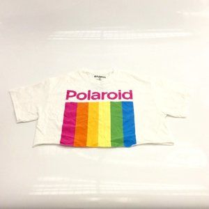 Polaroid Mens Medium Cropped Top T Shirt White Crop